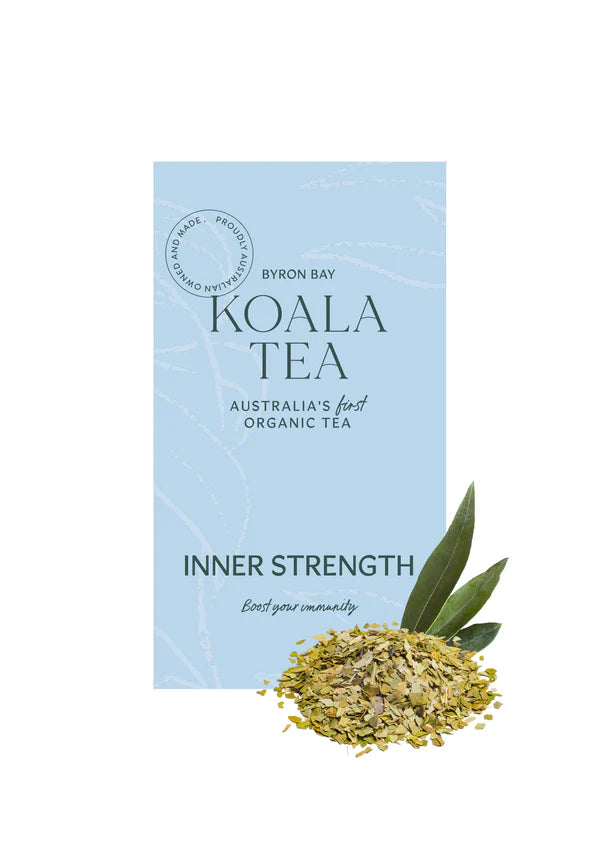 HER tea close-up
Koala Tea HER blend with organic rooibos, red clover, astragalus, and wild yam.
GLOW tea close-up
Koala Tea GLOW blend with organic green tea and organic hemp.
INNER STRENGTH tea close-up
Koala Tea INNER STRENGTH blend with yerba mate, echinacea, and olive leaf.
