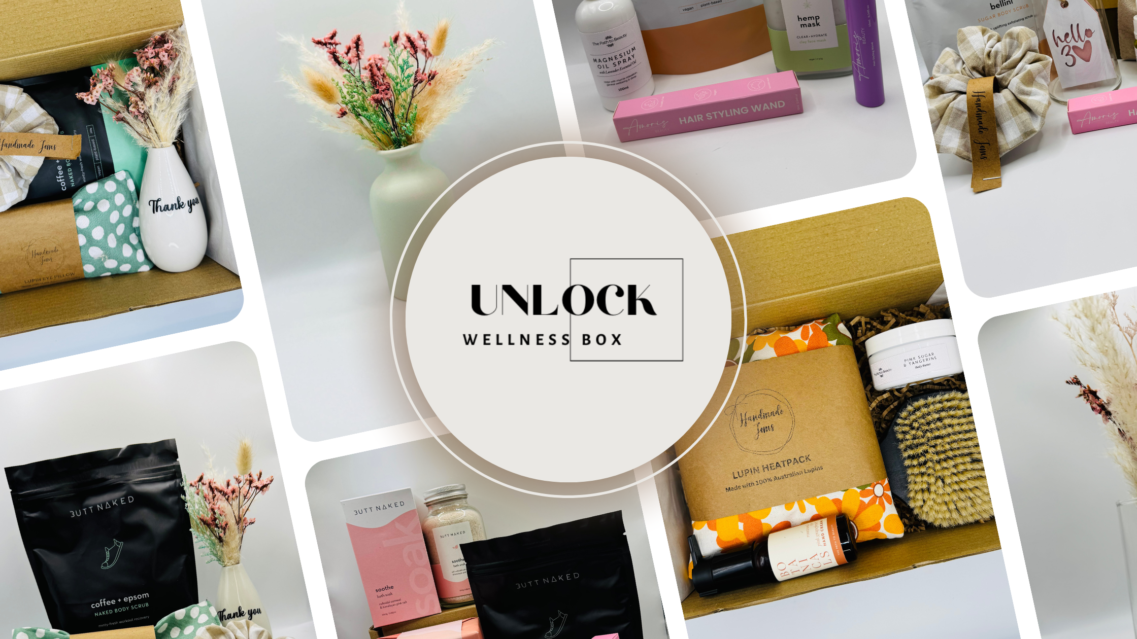 Australian wellness gift box with self-care products and dried flowers – Unlock Wellness Box